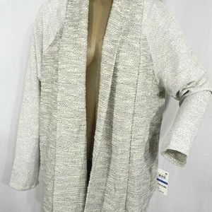 Womens Draped Open Front Marled Cardigan